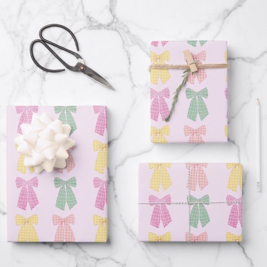 Modern Blush Roze Coquette Haar Boog Patroon Inpakpapier Vel (Voorkant)