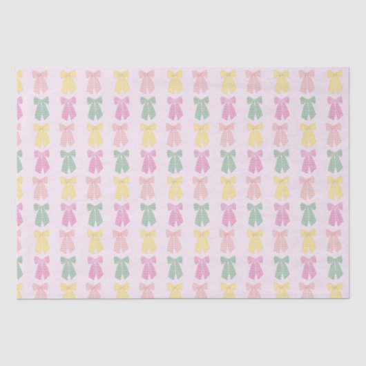 Modern Blush Roze Coquette Haar Boog Patroon Tissuepapier (Voorkant)