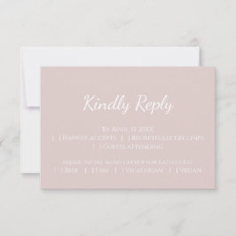Modern Blush roze eenvoudige bruiloft eigentijds RSVP Kaartje