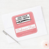 Modern Blush Roze Eenvoudige Vierkante Grens Logo  Sticker (Envelop)