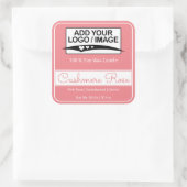 Modern Blush Roze Eenvoudige Vierkante Grens Logo  Sticker (Tas)