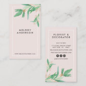 Modern blush roze elegante groene botanische minim visitekaartje (Voorkant / Achterkant)
