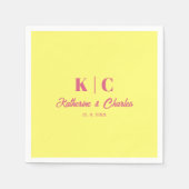 Modern Blush Roze en Butter Yellow Wedding Servet (Voorkant)