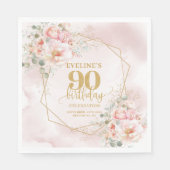 Modern blush roze en goud 90ste verjaardag papier servet (Voorkant)