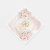 Modern blush roze en goud 90ste verjaardag papier servet (Hoek)