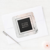 Modern Blush Roze en Grijs Marmer Vierkante Sticker (Envelop)