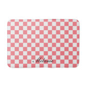 Modern Blush Roze en Wit Geruit Badmat (Voorkant)