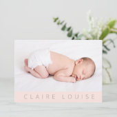 Modern|Blush roze|Foto Collage Baby Girl Birth Aankondiging (Staand voorkant)
