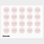 Modern blush roze Gelukkig Nieuwjaar Ronde Sticker (Vel)