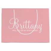 Modern Blush Roze Gepersonaliseerd Bruidsmeisje Vo Groot Cadeauzakje (Voorkant)