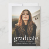 Modern Blush Roze Geraffineerde Foto Afstuderen Aankondiging (Voorkant)