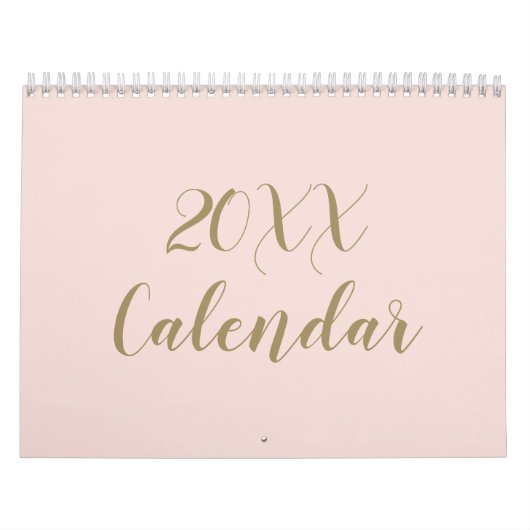 Modern blush roze goud script maand girly chic kalender (Hoes)
