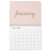 Modern blush roze goud script maand girly chic kalender (Jan 2026)