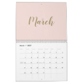 Modern blush roze goud script maand girly chic kalender (Mar 2027)