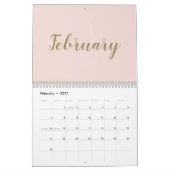 Modern blush roze goud script maand girly chic kalender (Feb 2027)
