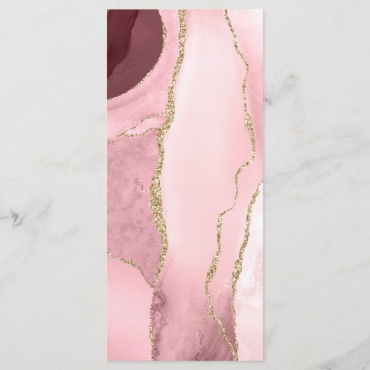 Modern Blush Roze Goud Wijze Groene Agaat Huwelijk Menu (Achterkant)