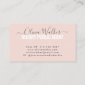 Modern Blush Roze Grijs Elegant Notaris Public Age Visitekaartje (Achterkant)