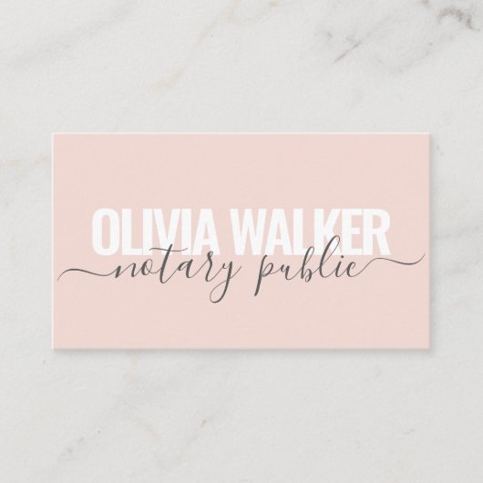 Modern Blush Roze Grijs Elegant Notaris Public Age Visitekaartje (Voorkant)