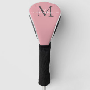 Modern Blush Roze Grijs Monogram Girly Chic Script Golfheadcover
