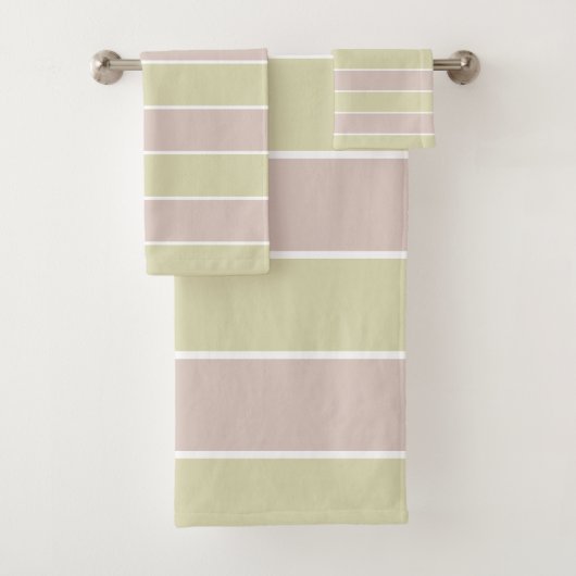 Modern Blush roze groene strepen patroon Bad Handdoek (Insitu)