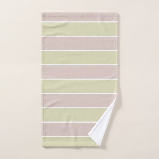 Modern Blush roze groene strepen patroon Bad Handdoek (Handdoek)