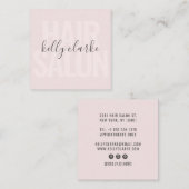 Modern blush roze haar salon script handtekening n vierkante visitekaartje (Voorkant / Achterkant)