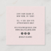 Modern blush roze haar salon script handtekening n vierkante visitekaartje (Achterkant)