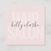 Modern blush roze haar salon script handtekening n vierkante visitekaartje (Voorkant)