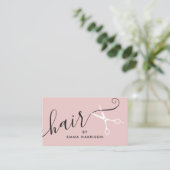Modern blush roze haarstylist witte schaar logo visitekaartje (Staand voorkant)