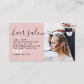 Modern blush roze haarstylist witte schaar logo visitekaartje (Achterkant)