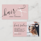 Modern blush roze haarstylist witte schaar logo visitekaartje (Voorkant / Achterkant)