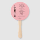 Modern Blush Roze Huwelijksprogramma Handwaaier (Achterkant)