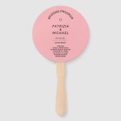 Modern Blush Roze Huwelijksprogramma Handwaaier (Voorkant)