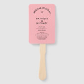 Modern Blush Roze Huwelijksprogramma Handwaaier (Voorkant)