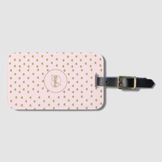 Modern Blush Roze Initialen Monogram elegant Bagagelabel (Voorkant (horizontaal))