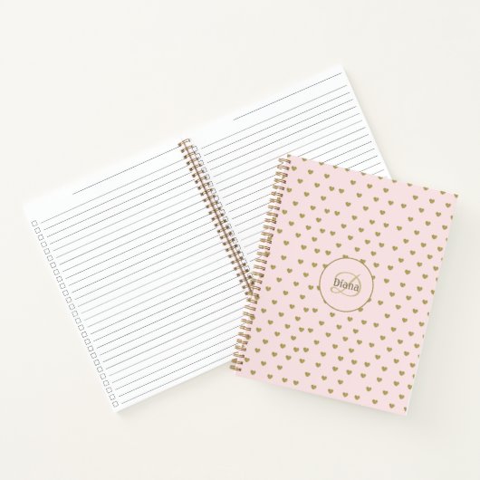 Modern Blush Roze Initialen Monogram elegant Notitieboek (Binnen)
