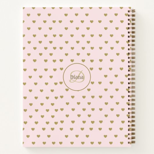 Modern Blush Roze Initialen Monogram elegant Notitieboek (Achterkant)