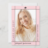 Modern blush roze Klasse van 2025 afstuderen foto Aankondiging (Voorkant)