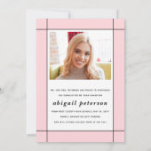 Modern blush roze Klasse van 2025 afstuderen foto Aankondiging (Achterkant)