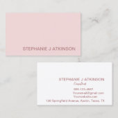 Modern Blush Roze Minimalist Professioneel Eenvoud Visitekaartje (Voorkant / Achterkant)