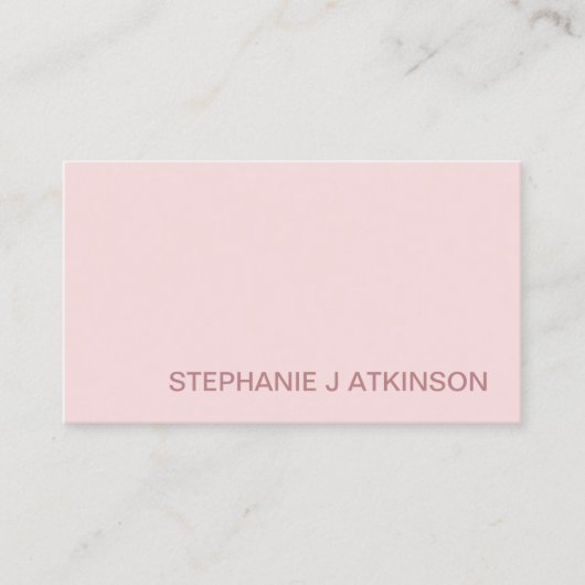 Modern Blush Roze Minimalist Professioneel Eenvoud Visitekaartje (Voorkant)