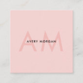 Modern Blush Roze Monogram Initialen Haarstylist Vierkante Visitekaartje (Voorkant)