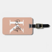 Modern Blush Roze Monogram Script Bagagelabel (Voorkant horizontaal)