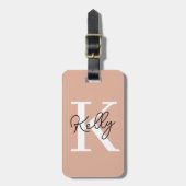 Modern Blush Roze Monogram Script Bagagelabel (Voorkant verticaal)