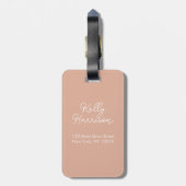 Modern Blush Roze Monogram Script Bagagelabel (Achterkant verticaal)