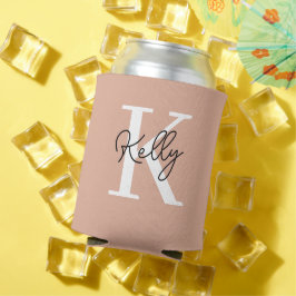 Modern Blush Roze Monogram Script Blikjeskoeler