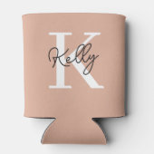 Modern Blush Roze Monogram Script Blikjeskoeler (Achterkant)