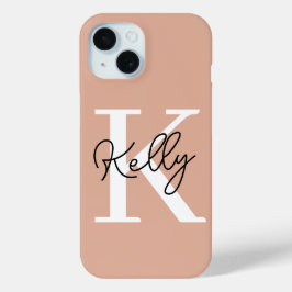 Modern Blush Roze Monogram Script iPhone 15 Case