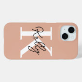 Modern Blush Roze Monogram Script Case-Mate iPhone Case (Achterkant (horizontaal))