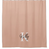 Modern Blush Roze Monogram Script Douchegordijn (Voorkant)